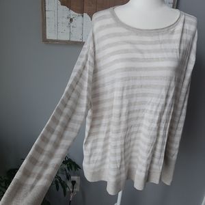 Lou & Grey XL Cream & Tan lightweight sweater